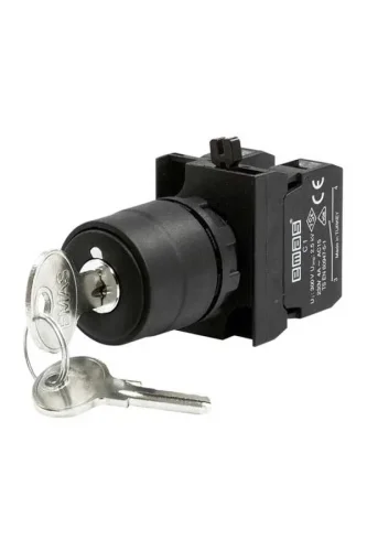 Emas CP102AC30 Plastik 1NO+1NC (II-0-I) 60° Anahtarlı Kalıcı Tüm Pozisyonlarda Anahtarı Çıkan 22 mm Buton - 1