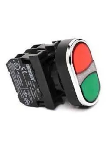 Emas CP102K20HHOK Plastik 1NO+1NC Çiftli Düz Siyah-Siyah (Ok) İşareti Baskılı 22 mm Buton - 1