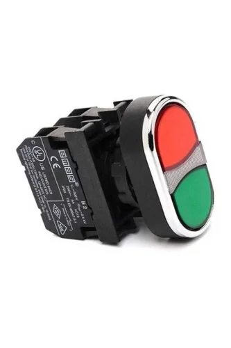 Emas CP102K20KY10 Plastik 1NO+1NC Çiftli Düz Kırmızı-Yeşil (0-I) Baskılı 22 mm Buton - 1