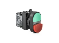 Emas CP102K21KY Plastik 1NO+1NC Çiftli 1 Çıkık Kırmızı-Yeşil 22 mm Buton 