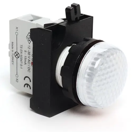 Emas CP1B2K20KY Plastik LED'li 1NO+1NC 100-230V AC Çiftli Düz Kırmızı-Yeşil 22 mm Buton - 1