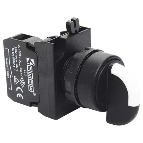 Emas CP1M0S20 Plastik LED'li 1NO 100-230V AC (0-I) 60° Seçici Kalıcı 22 mm Buton - 1