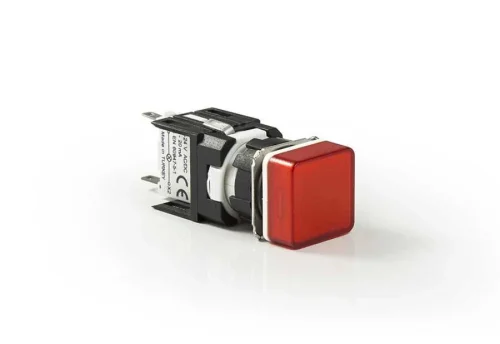 Emas D060KXK Plastik LED'li 12-30V AC/DC Kare Kırmızı 16 mm Sinyal - 1