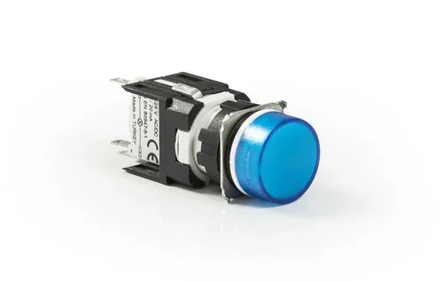 Emas D070YXM Plastik LED'li 12-30V AC/DC Yuvarlak Mavi 16 mm Sinyal - 1