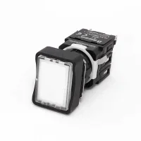 Emas D100DDB Plastik 1NO Yaylı Dikdörtgen Düz Beyaz 16 mm Buton 