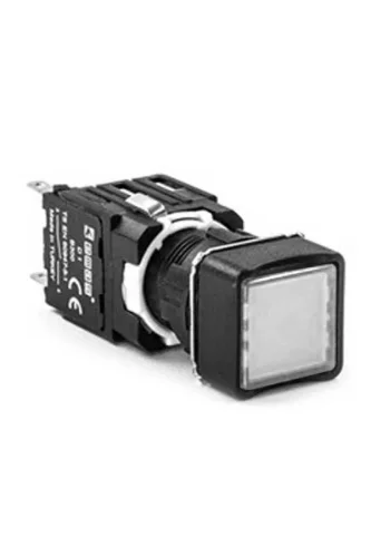 Emas D101KDB Plastik 2NO Yaylı Kare Düz Beyaz 16 mm Buton - 1