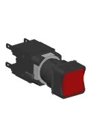 Emas D102KDK Plastik 1NO+1NC Yaylı Kare Düz Kırmızı 16 mm Buton 