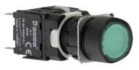 Emas D192YDY Plastik LED'li 1NO+1NC 12-30V AC/DC Yaylı Yuvarlak Düz Yeşil 16 mm Buton - 1