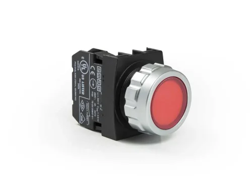 Emas H200DK Plastik 1NC Yaylı Düz Kırmızı 30 mm Buton - 1