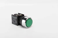 Emas KB14DY Plastik 1NO+1NC Yaylı Düz Yeşil 22 mm Buton - 1