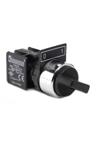 Emas KB14S2 Plastik 1NO+1NC (0-I) 60° Seçici Kalıcı 22 mm Buton - 1