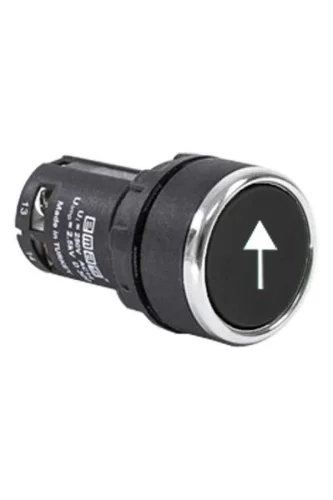 Emas MB100DHOD Plastik 1NO Yaylı Düz Siyah Dikey (Ok) İşareti Baskılı 22 mm Buton - 1