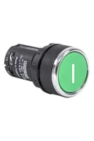 Emas MB100DY1 Plastik 1NO Yaylı Düz Yeşil (I) Baskılı 22 mm Buton - 1