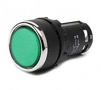 Emas MB101DY Plastik 2NO Yaylı Düz Yeşil 22 mm Buton - 1