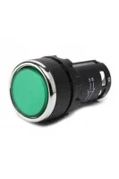Emas MB102DY Plastik 1NO+1NC Yaylı Düz Yeşil 22 mm Buton - 1