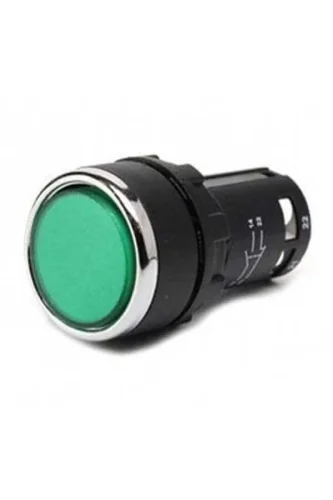 Emas MB102DY Plastik 1NO+1NC Yaylı Düz Yeşil 22 mm Buton - 1