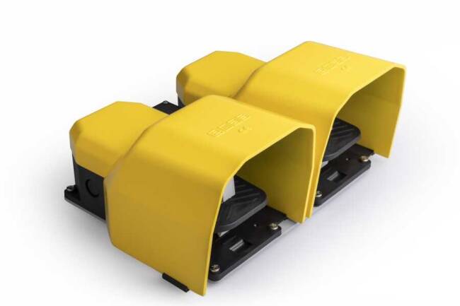Emas PDKA22BB10 Metal Korumalı (1NO+1NC)+(1NO+1NC) Taşıma Kol Delikli Çiftli Sarı Plastik Pedal - 1