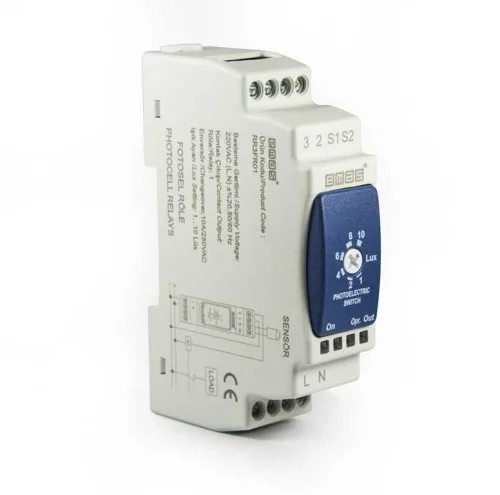 Emas RR3FR01 Ray Montaj 230VAC 1CO 10A (rezistif) Analog Fotosel Elektronik Röle - 1
