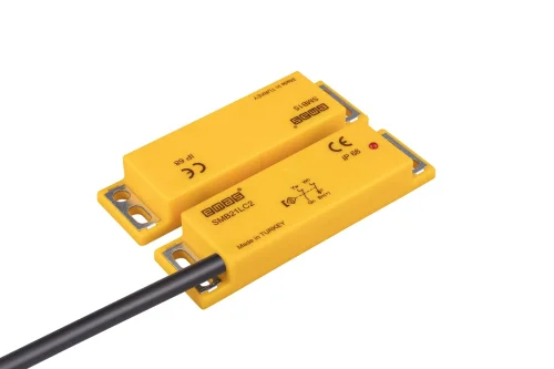 Emas SMB21LC2-B15 Plastik Sol Çıkış 2NC 5mm LED'li 2m Kablolu 78mm Dikdörtgen Manyetik Kapı Switch - 1