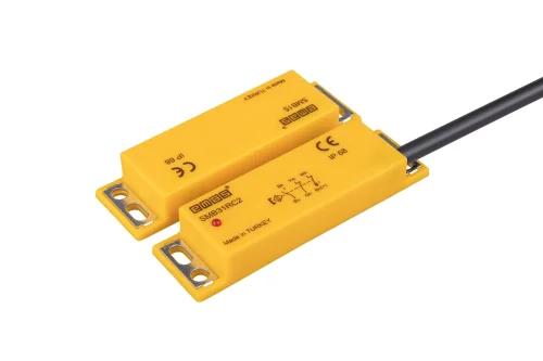 Emas SMB31RC2-B15 Plastik Sağ Çıkış 2NC+1NO 5mm LED'li 2m Kablolu 78mm Dikdörtgen Manyetik Kapı Switch - 1