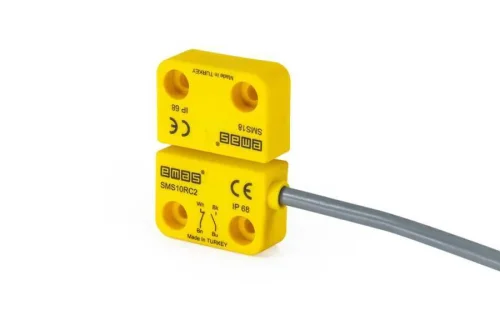Emas SMS10RC2-S18 Plastik Sağ Çıkış 1NC+1NO 8mm 2m Kablolu 22mm Dikdörtgen Manyetik Kapı Switch - 1