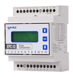 ENTES EPC-12 12 adet pals girişli RS485 haberleşmeli veri toplayıcı, elektrik, su, doğalgaz vb. sayaçlardan gelen palsları sayıp datayı uzaktaki bilgisayarlara aktarır - 1