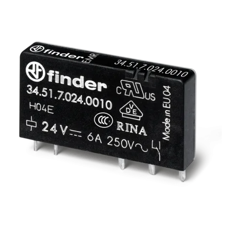 Finder 34.51.7.024.0010 24 V AC/DC 1CO 6A Ultra İnce Elektromekanik PCB Röle - 1