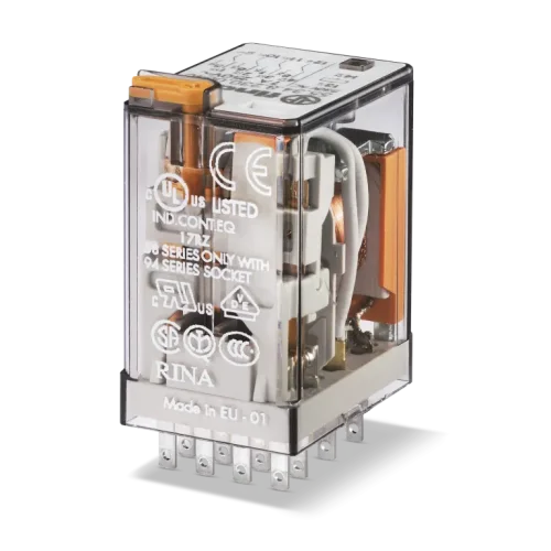 Finder 55.34.8.230.0040 230 V AC 4 Kontak 7A Test Buton + Mekanik İndikatör Röle - 1