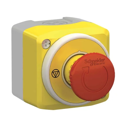 Schneider Electric XALK178W3B140E Harmony Xald Xalk Control Station Plastic Yellow Lid 1 Emergency Stop Ø40 Turn To Release İlluminated Ring White/Red Fixed 1No 1Nc 24V Ac/Dc - 1