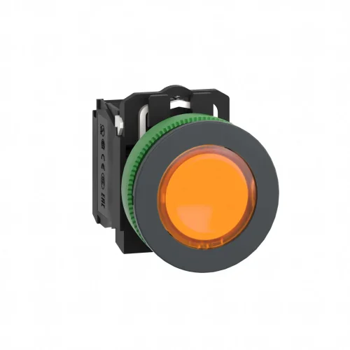 Schneider Electric XB5FW35M5 Harmony XB5 Gömülü Plastik Seri Ø30 Yay Geri Dönüşlü İşaretsiz Işıklı, 230 V AC 1 NA+1 NK Sarı - 1