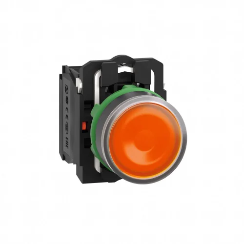 Schneider Electric XB5AW35B5 Harmony XB5 Sıva Altı Ø22 Yaylı Dönüş LED'li 24V AC/DC 1 NA+1 NK Turuncu - 1