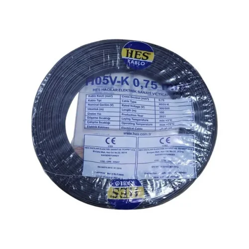 Hes H05V-K 1X0,75 mm² Siyah Renk NYAF Kablo - 1