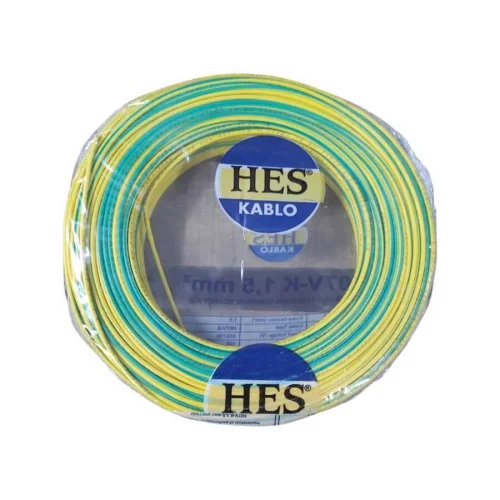 Hes H07V-K 1X1,5 mm² Sarı-Yeşil Renk NYAF Kablo - 1