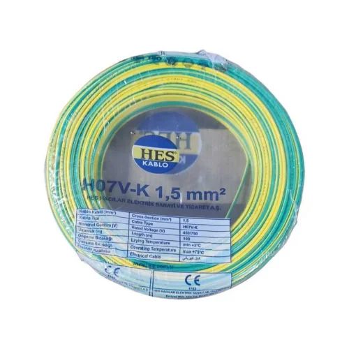 Hes H07V-K 1X1,5 mm² Sarı-Yeşil Renk NYAF Kablo - 3
