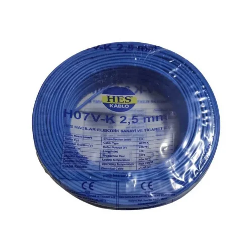 Hes H07V-K 1X2,5 mm² Mavi Renk NYAF Kablo - 1