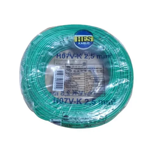 Hes H07V-K 1X2,5 mm² Yeşil Renk NYAF Kablo - 1