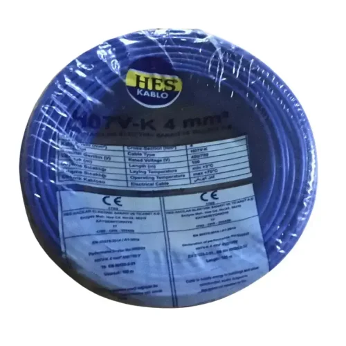 Hes H07V-K 1X4 mm² Mavi Renk NYAF Kablo - 1