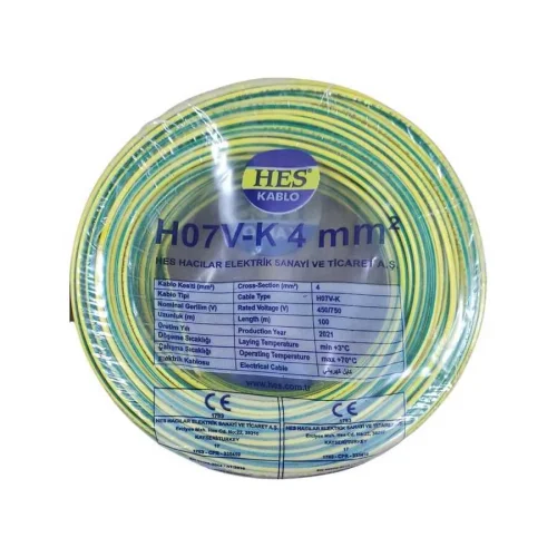 Hes H07V-K 1X4 mm² Sarı-Yeşil Renk NYAF Kablo - 3