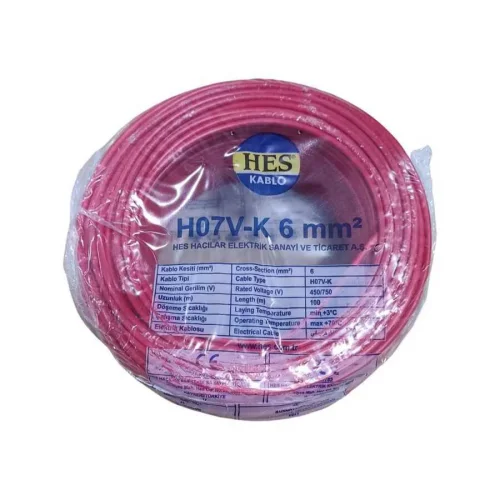 Hes H07V-K 1X6 mm² Kırmızı Renk NYAF Kablo - 1