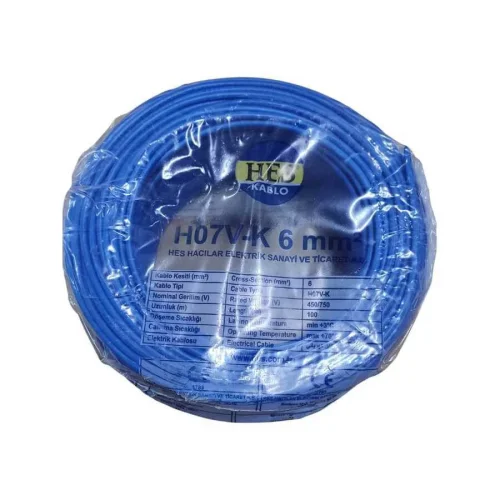 Hes H07V-K 1X6 mm² Mavi Renk NYAF Kablo - 1