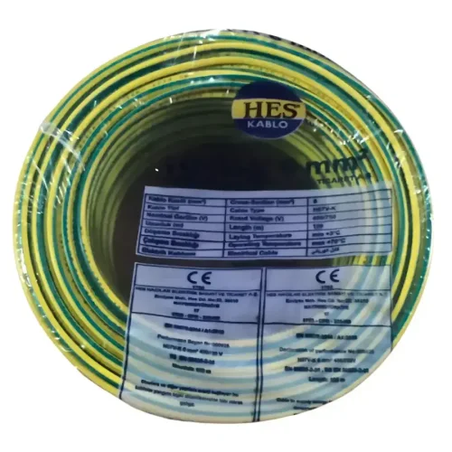 Hes H07V-K 1X6 mm² Sarı-Yeşil Renk NYAF Kablo - 1