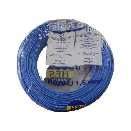 Hes H07V-U 1X1,5 mm² Mavi Renk NYA Kablo - 1