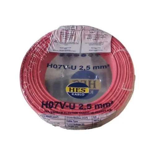 Hes H07V-U 1X2,5 mm² Kırmızı Renk NYA Kablo - 1