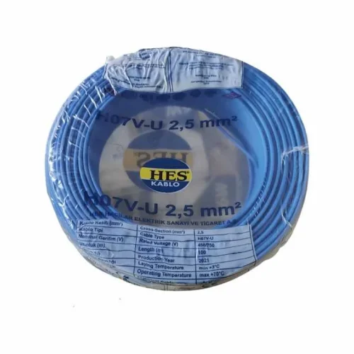 Hes H07V-U 1X2,5 mm² Mavi Renk NYA Kablo - 1