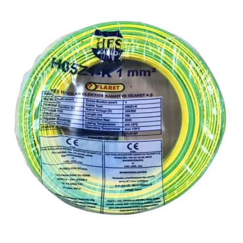 HES H07Z1-K 1 mm² Sarı-Yeşil Renk NYAF Halogen Free Kablo - 1