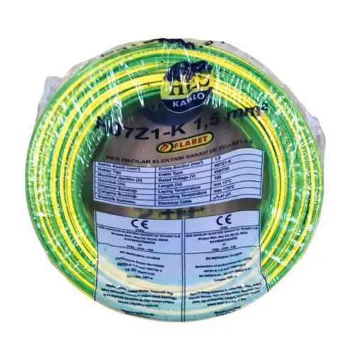 HES H07Z1-K 1,5 mm² Sarı-Yeşil Renk NYAF Halogen Free Kablo - 1