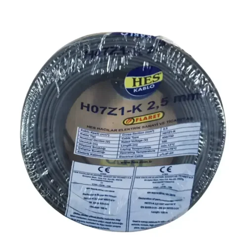 HES H07Z1-K 2,5 mm² Siyah Renk NYAF Halogen Free Kablo - 1