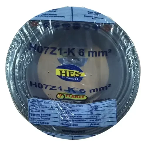 HES H07Z1-K 6 mm² Siyah Renk NYAF Halogen Free Kablo - 1