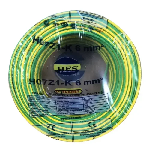 HES H07Z1-K 6mm² Sarı-Yeşil Renk NYAF Halogen Free Kablo - 1