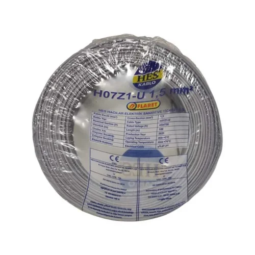 HES H07Z1-U 1,5 mm² Gri NYA Halogen Free Kablo - 1
